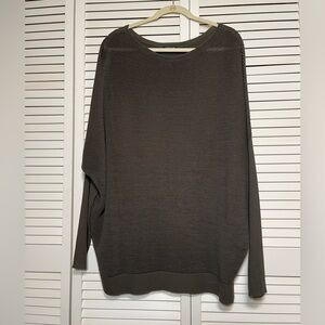 Lafayette 148 Ribbed Knit Dolman Top Women’s XXL Olive Green Lagenlook Oversized